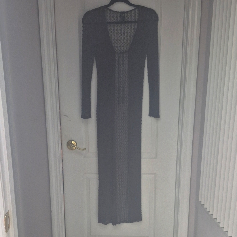 Cleo Brown Ribbed Long Sleeve Sheath Dress Couture